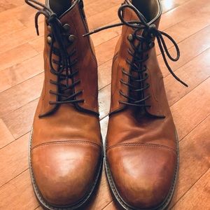 Aston Grey Cognac Tie Up- Zip side Boots Size 12